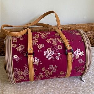 VTG Y2K Like New PETOTE Maroon Floral Leather Dog Carrier Bag